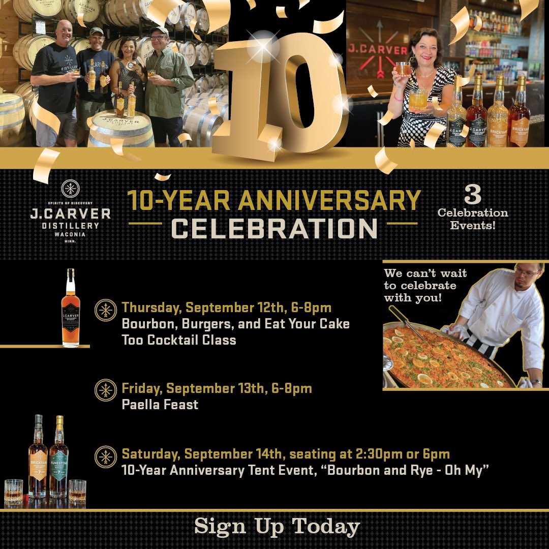 Invite your friends and family and together let’s celebrate our J. Carver 10 Year Anniversary celebratory weekend.