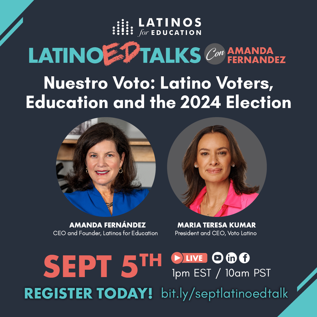 One Million Teachers of Color (@1mtoc) on Twitter photo Join our partners <a href="/Latinos4Ed/">Latinos for Education</a> for #LatinoEdTalks with <a href="/AmanFernan24/">Amanda Fernandez</a> & <a href="/MariaTeresa/">MARIA TERESA KUMAR VOTE EARLY 🗳️🇵🇷🥥</a> of @VotoLatino. for a conversation on Latinos, education, and what’s at stake in the 2024 election. Register at: bit.ly/septlatinoedta… Join our partners <a href="/Latinos4Ed/">Latinos for Education</a> for #LatinoEdTalks with <a href="/AmanFernan24/">Amanda Fernandez</a> & <a href="/MariaTeresa/">MARIA TERESA KUMAR VOTE EARLY 🗳️🇵🇷🥥</a> of @VotoLatino. for a conversation on Latinos, education, and what’s at stake in the 2024 election. Register at: bit.ly/septlatinoedta…