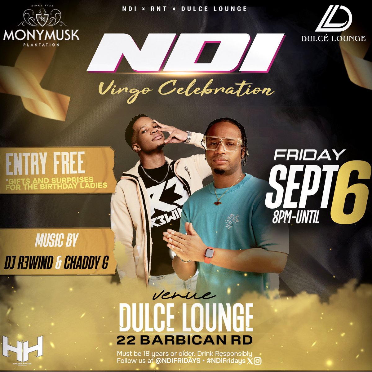 Hey Virgo ladies! ✨ Dance the night away to beats by DJ R3WIND and CHADDY G @ Duluces Lounge on September 6 for NDI’s Virgo Celebration Event 🎉  🎶 Entry is FREE! Tag your Virgo squad and let’s party together 💃 #VirgoSeason #WeAreNdiiche #NDIFRIDAYS #dulce_lounge