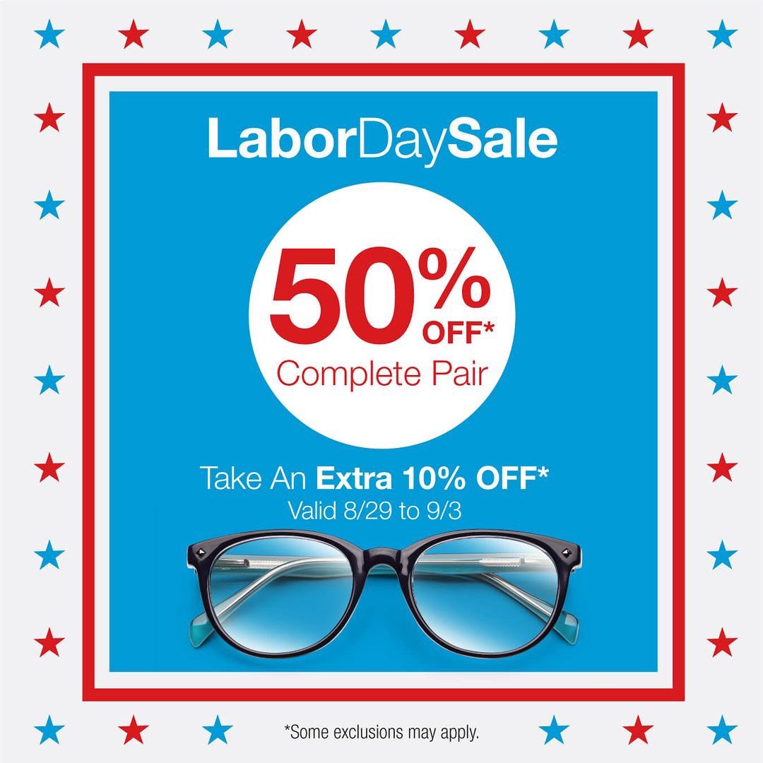 Save big at <a href="/JCPenneyOptical/">JCPenney Optical</a> this Labor Day weekend and take an EXTRA 10% off your total eyeglasses purchase starting now until September 3! 🤓👓