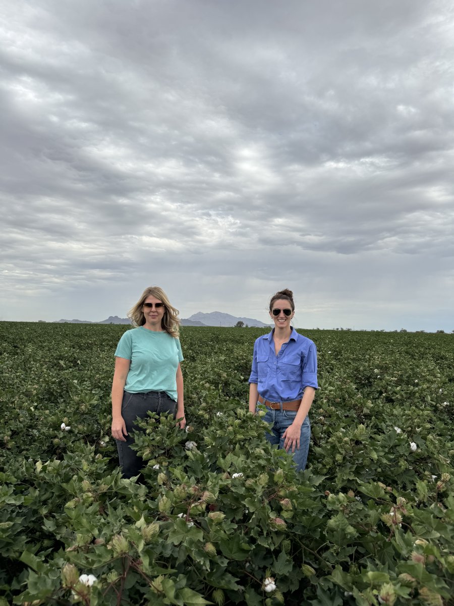 Cotton Incorporated’s Dr. Evy Jaconis and Christi had a great week in Arizona attending the State Support Committee meeting and farm visits. Thanks to Adam Hatley in Scottsdale and Cassy England in Red Rock for your time and showing us some beautiful cotton!