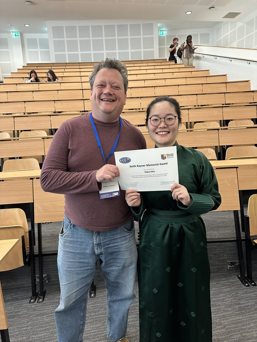 Yaqian (borogjoon) Bao (@borogjoon_) on Twitter photo 🎉 Thrilled to share that I had the honor of presenting our research <a href="/victor_kuperman/">Victor Kuperman</a> <a href="/mac_readinglab/">Reading Lab</a> at the 22nd European Conference on Eye Movement and was awarded the Keith Rayner Award!!!!🙌 Thank you to everyone who supported me on this journey. #ECEM2024 #KeithRaynerAward 🎉 Thrilled to share that I had the honor of presenting our research <a href="/victor_kuperman/">Victor Kuperman</a> <a href="/mac_readinglab/">Reading Lab</a> at the 22nd European Conference on Eye Movement and was awarded the Keith Rayner Award!!!!🙌 Thank you to everyone who supported me on this journey. #ECEM2024 #KeithRaynerAward