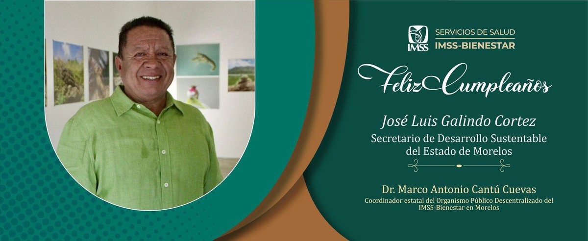 Extiendo una sincera felicitación al secretario de desarrollo sustentable, José Luis Galindo; a quien envío un gran abrazo y los mejores deseos de éxito y bienestar con motivo de su cumpleaños. 

¡Muchas felicidades! 🎉