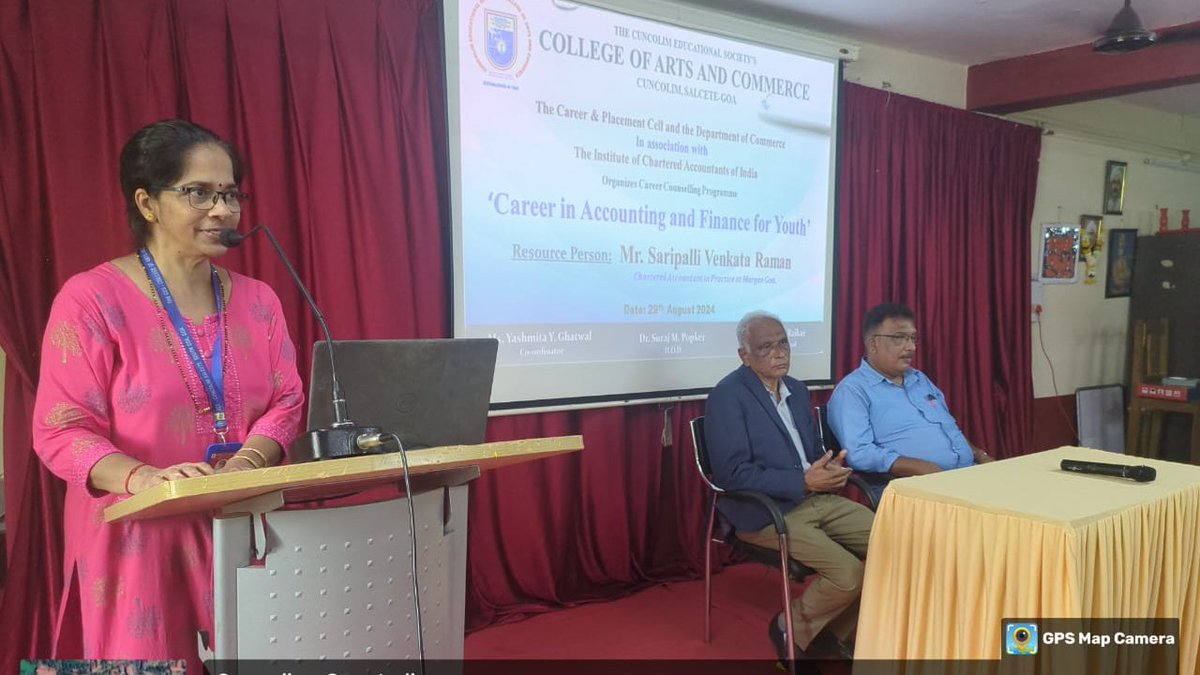 CuncolimCollege's tweet photo. The Career and Placement Cell and Department of Commerce at C.E.S. College of Arts and Commerce, Cuncolim hosted a session titled "Career in Accounting and Finance for Youth," in association with ICAI featuring CA Mr. Saripalli Venkata Raman as the resource person.

#CESCollege https://t.co/GhI8tlwQOb