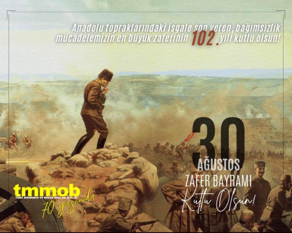 Anadolu topraklarındaki işgale son veren, bağımsızlık mücadelemizin en büyük zaferi olan Başkomutanlık Meydan Muharebesi'nin 102. yılını ve 30 Ağustos Zafer Bayramı'nı coşkuyla kutluyor, bu zaferin mimarı olan Mustafa Kemal Atatürk ve mücadele arkadaşlarını saygıyla anıyoruz.