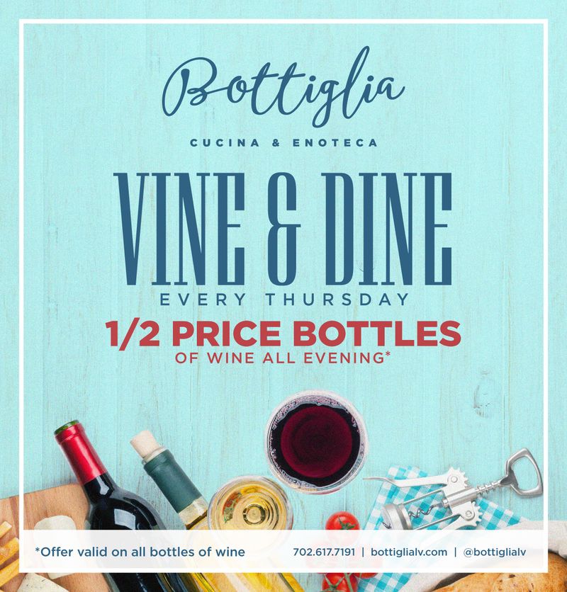 🍷 Wine lovers, rejoice! Vino Thursdays = 50% off all bottles. The perfect excuse to pour another glass! 🍾

#HendersonBrunch #HendersonItalian #HendersonEats #ItalianCuisine