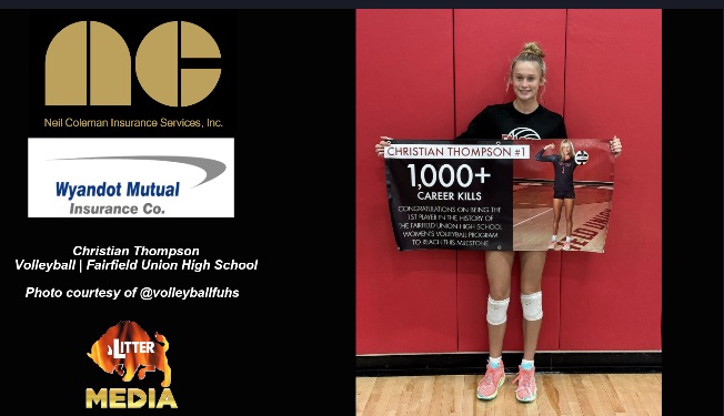 Litter Media (@litter_media) on Twitter photo Congratulations to Ohio University bound Christian Thompson from <a href="/VolleyballFUHS/">Fairfield Union Volleyball</a> , this week's <a href="/NCIS_1982/">Neil Coleman Insurance Services, Inc.</a> Wyandot Mutual - Litter Media Player of the Week. Thompson had 44 kills in a match that crossed the 1,000 kills mark for her career!
<a href="/AthleticsFuhs/">Fairfield Union Athletics</a> Congratulations to Ohio University bound Christian Thompson from <a href="/VolleyballFUHS/">Fairfield Union Volleyball</a> , this week's <a href="/NCIS_1982/">Neil Coleman Insurance Services, Inc.</a> Wyandot Mutual - Litter Media Player of the Week. Thompson had 44 kills in a match that crossed the 1,000 kills mark for her career!
<a href="/AthleticsFuhs/">Fairfield Union Athletics</a>