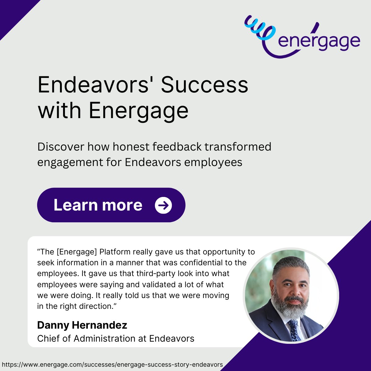 TeamEnergage's tweet image. New Success Story Alert! 🌟
At Endeavors, people are at the heart of everything they do. 💙
That's why they turned to the Energage Platform to gather honest feedback, improve engagement, and elevate employee experience.
Learn more
energage.com/successes/ener…