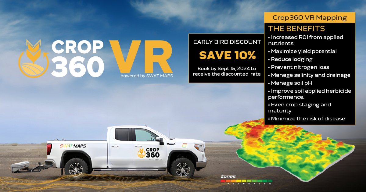 #mappingseason is just around the corner! Set yourself up for success and "Unlock Your Soil Potential" with #SWATMAPS Book your acres by Sept 15 to get the Early Bird Discount. Talk to your local Crop360 Agronomist for more details! #swatrecords #bookandsave