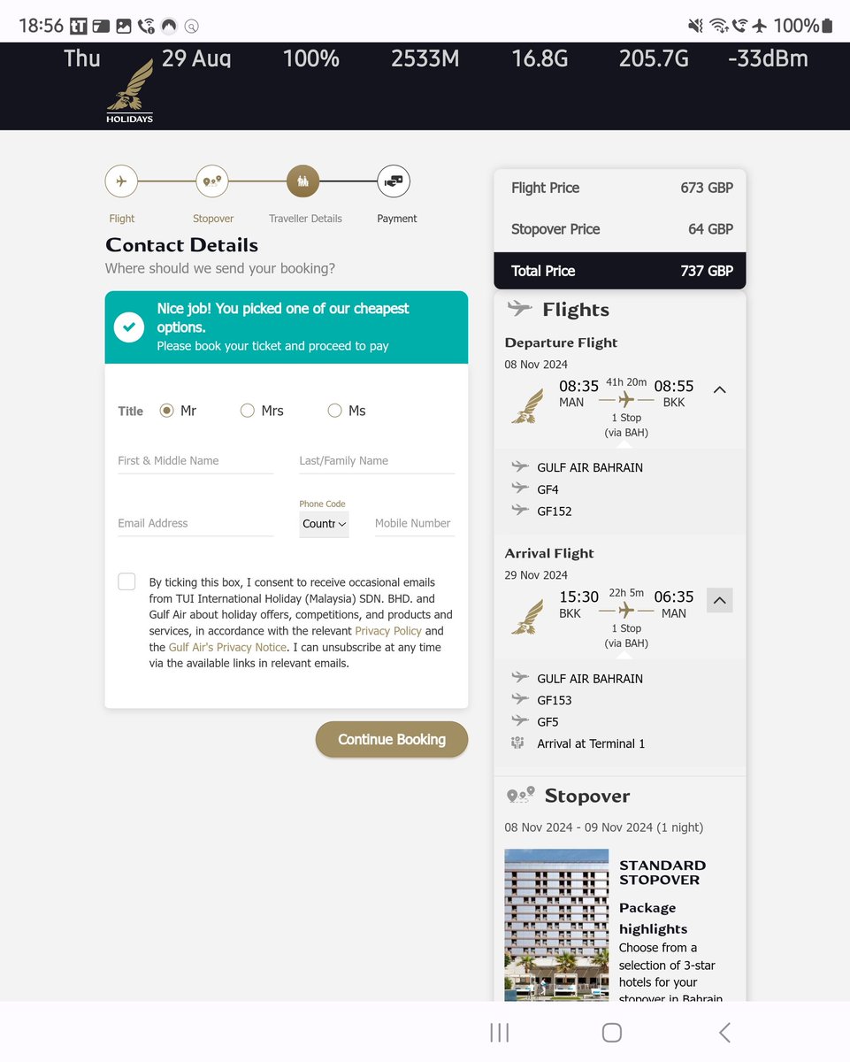 JulianTL's tweet image. @GulfAir HELP!

I want to fly with you for the 1st time

BUT

your website and app DO NOT show the all the  flight times (just main departure &amp;amp; arrival!!??)

What's going on? Thanks