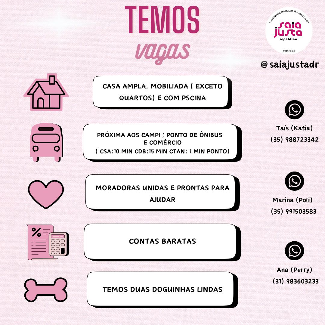 __taismoreira's tweet photo. Passou na ufsj e está procurando vaga em república feminina em São João Del Rei? Vem pra Saia!!

#ufsj #saojoaodelrei #sjdr #sisu #enem #faculdade #nota #república  #UFSJ https://t.co/HlMtPyRays