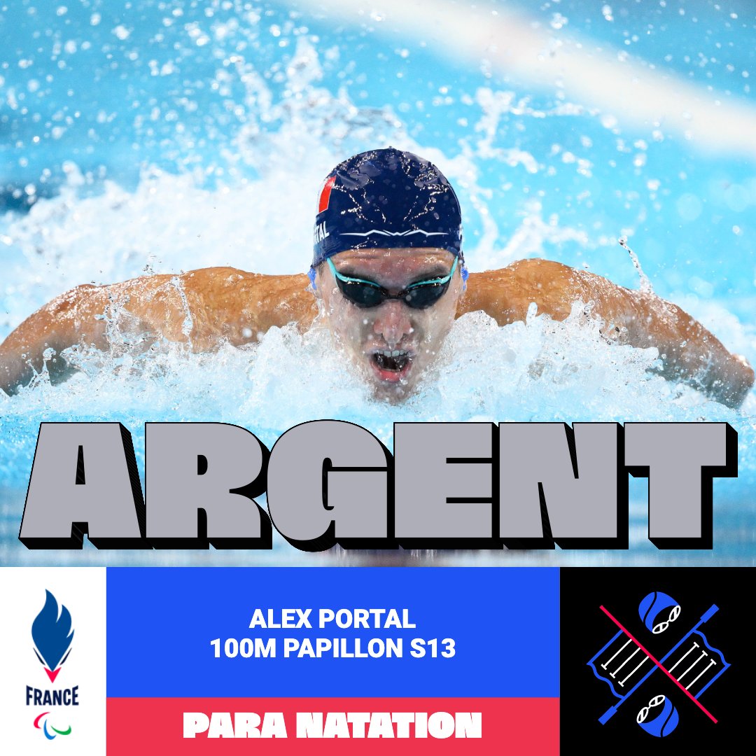 C'ÉTAIT SERRÉÉÉ, ALEX PORTAL SUR LE PODIUM ! 🇫🇷

Notre nageur remporte la médaille d'argent en finale du 100m papillon S13 🚀

#AllezLesBleus #Paris2024