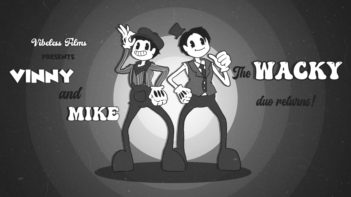 _Vibeless19_'s tweet photo. Drew a retro cartoon title card of me and my friend, @RybersRM 's Roblox avatars. 
. 
. 
.
#RubberhoseAnimation #VintageCartoon
#Classic #OldSchoolCartoons #RetroArt
#AnimationArt #CartoonStyle #Art #ThrowbackToons #RubberhoseStyle #AnimationHistory #NostalgiaArt #CharacterDesign https://t.co/amPOkPcj8D