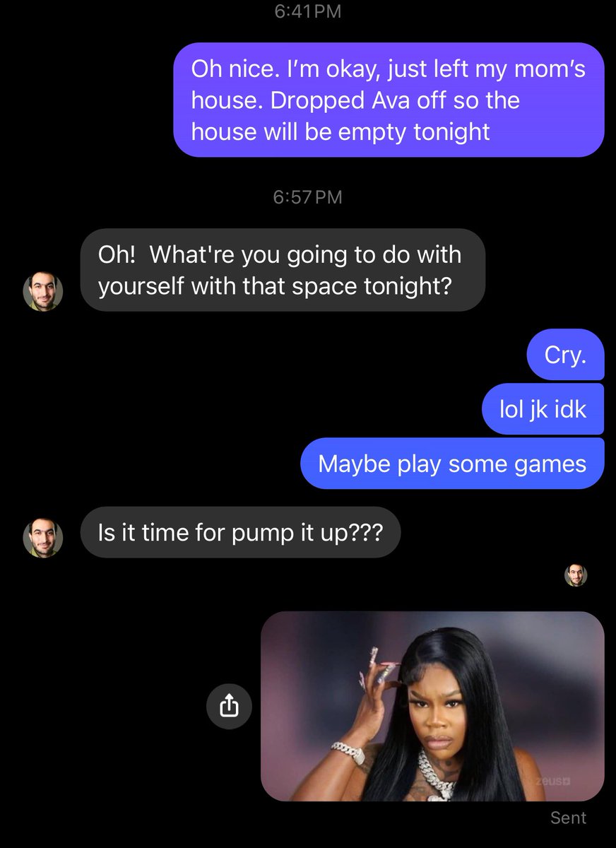 MeggoKahn's tweet photo. My friend has been trying to get me to play pump for MONTHS. Someone please tell him it’s never happening https://t.co/zhQf81pYZn