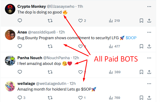 ADMaster2017's tweet photo. @dop_org Do not believe those fake BOTS shilling this shit #DOPSCAM. It's the biggest #SCAM of 2024.
Imagine an account with 1.1 follower with only 140 likes and 42 shares lol
Everything is fake about these #SCAMMERS. https://t.co/2eLUYG86Uk
