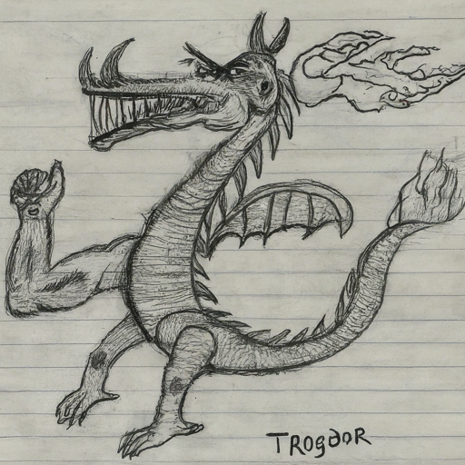 bennettbeach's tweet photo. Google Gemini absolutely nailed Trogdor, I think its missing some majesty though. @StrongBadActual @homestarrunner https://t.co/MzcC2N8KoE