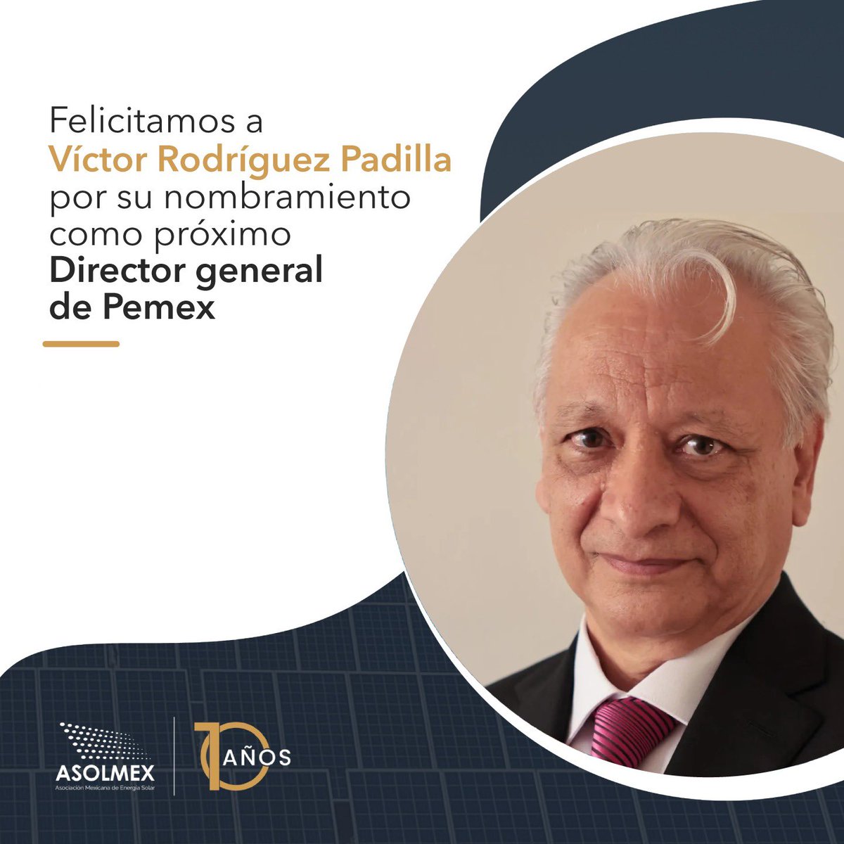ASOLMEX (@asolmex) on Twitter photo 👏 Felicitamos a Víctor Rodríguez Padilla, por su designación como próximo Director general de Pemex del gabinete de la doctora Claudia Sheinbaum <a href="/Claudiashein/">Claudia Sheinbaum Pardo</a> 👏 Felicitamos a Víctor Rodríguez Padilla, por su designación como próximo Director general de Pemex del gabinete de la doctora Claudia Sheinbaum <a href="/Claudiashein/">Claudia Sheinbaum Pardo</a>