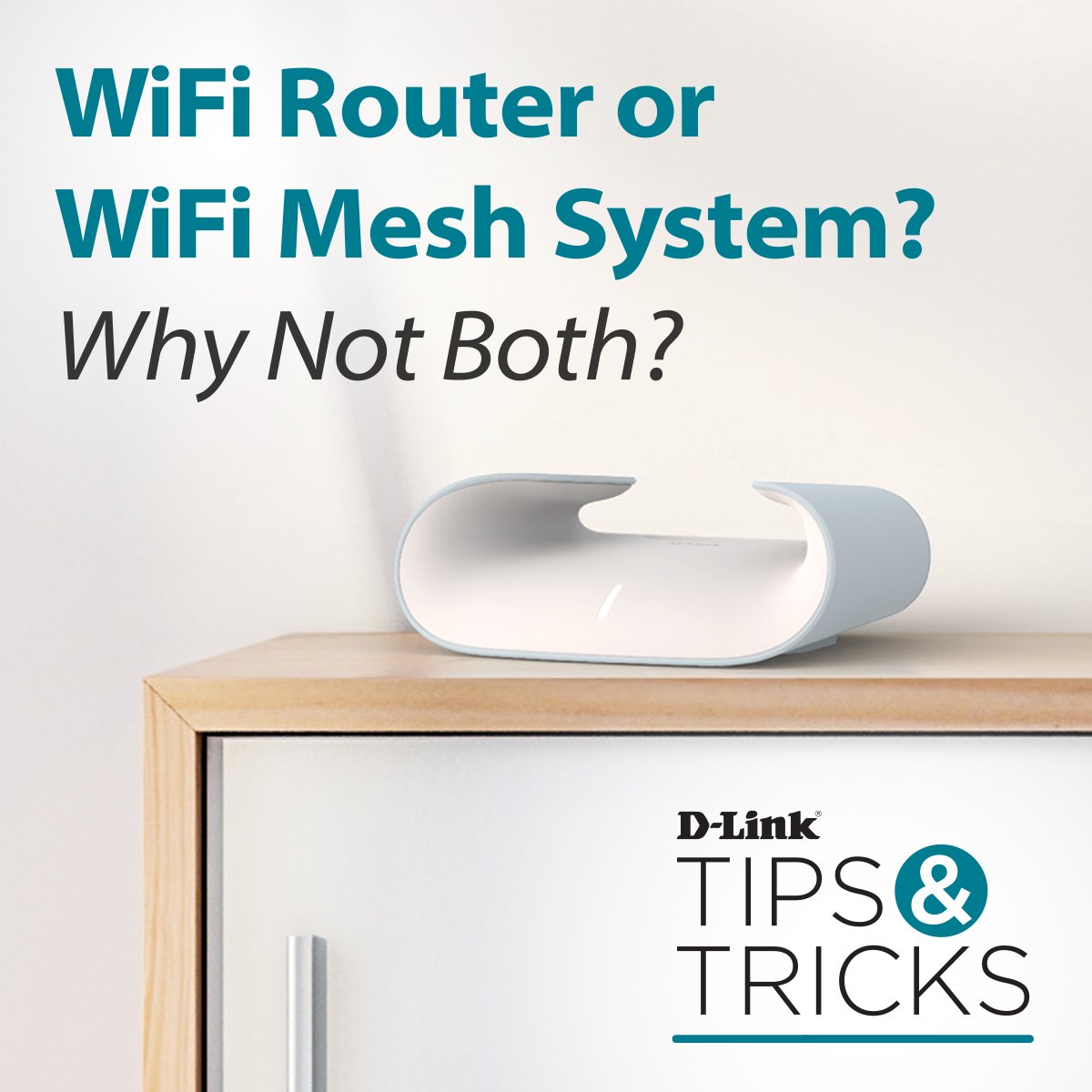 Dlink's tweet image. In today’s connected world, reliable and fast Wi-Fi is no longer a luxury—it’s a necessity. So do you go with a new Wi-Fi router or a Mesh WiFi System? Why not both??? Learn more: bit.ly/3Mt5voF #AQUILAPROAI #M30 #WIFI #wifimesh