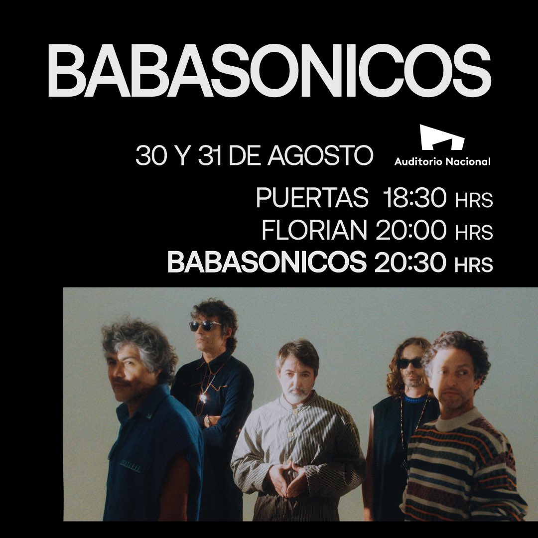 AUDITORIO NACIONAL
CDMX
30.08 SOLD OUT
31.08 ÚLTIMOS TICKETS

Entradas disponibles en:
ticketmaster.com.mx/babasonicos-bo…