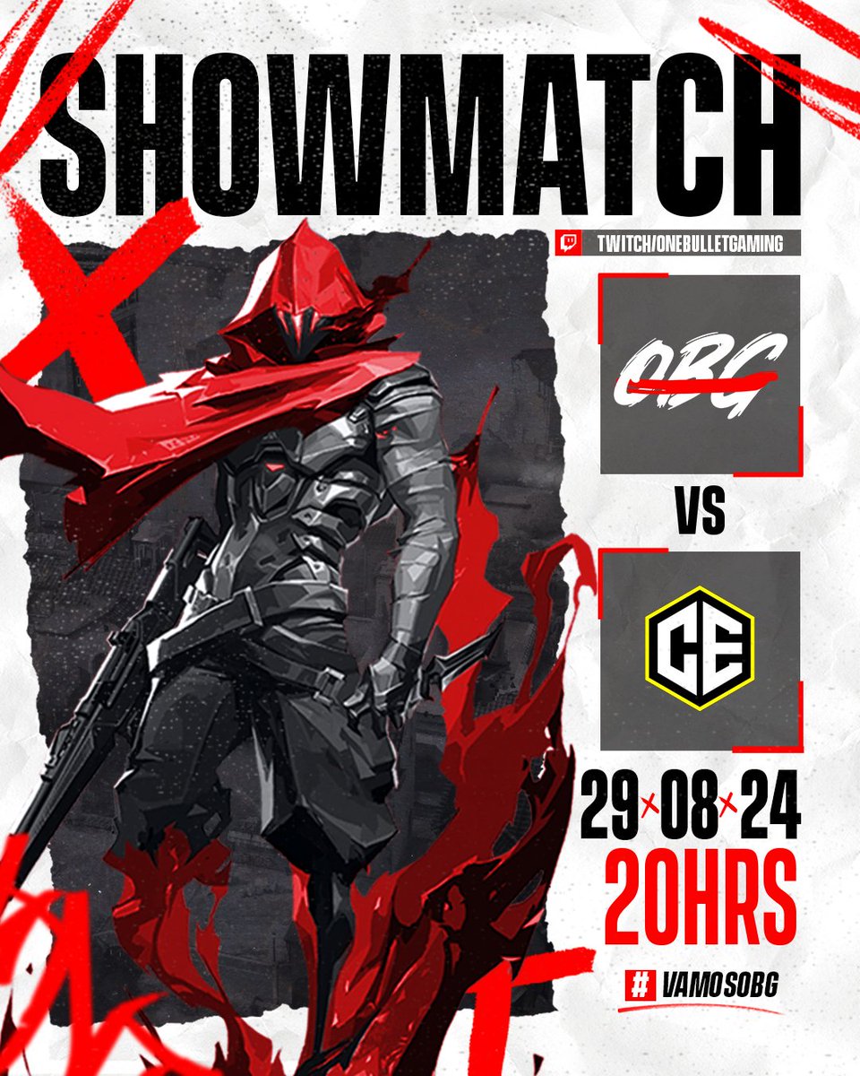 🔥SHOWMATCH DE PRESENTACION DE NUESTRO ROSTER MASCULINO🔥

📺 twitch.tv/onebulletgaming 
🆚 @combiesports 
⏰ 20:00 CDMX

#VamosOBG #VALORANT