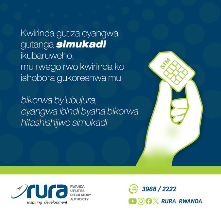 Hari abantu benshi usanga bafite simukadi zibabaruyeho ariko ataribo bazikoresha, Ese ubwo muba mwizeye mute ko zitakoreshwa mu bikorwa bigize ibyaha?

Irinde ko hari undi wakoresha simukadi ikubaruyeho kuko ikoreshejwe mu bikorwa bigize ibyaha ni wowe byagarukaho.

Twirinde.