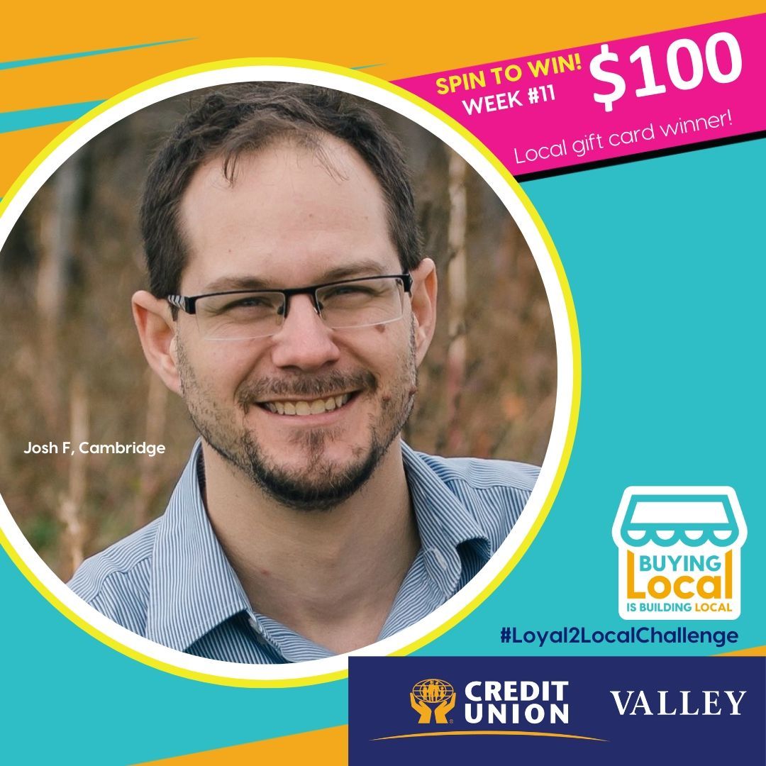 ValleyCU's tweet image. Celebrate local! WEEK #11 Winner: Josh F, from Cambridge! A $100 gift card for the some eats at The Union Street, in Berwick.

*Last day to enter is Aug 31 at 4 pm

Join the #Loyal2LocalChallenge and support our local businesses and communities! #ValleyCU #CreditUnions