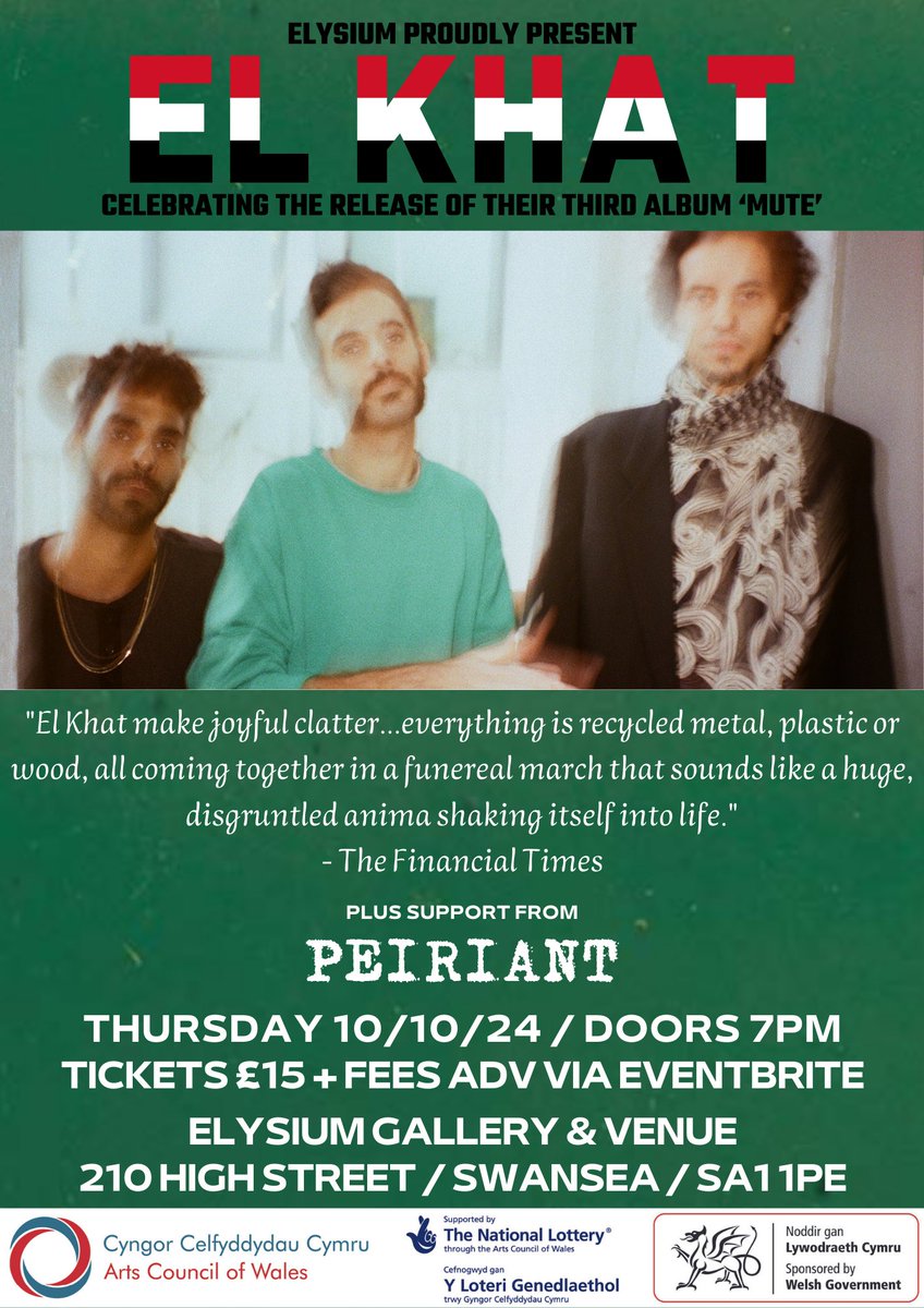 Scott Mackay (@sc0ttmackay) on Twitter photo October 10th - from £11.55
El Khat + <a href="/peiriantband/">P E I R I A N T</a>
El Khat weave diverse backgrounds together, using Yemeni traditions and recycled instruments to make a sound like no other.
eventbrite.co.uk/e/live-music-e…
2/ October 10th - from £11.55
El Khat + <a href="/peiriantband/">P E I R I A N T</a>
El Khat weave diverse backgrounds together, using Yemeni traditions and recycled instruments to make a sound like no other.
eventbrite.co.uk/e/live-music-e…
2/