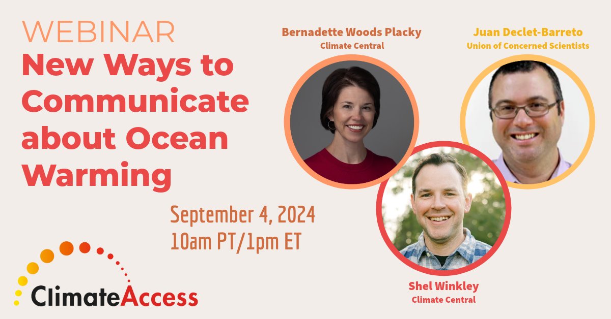 climateaccess's tweet image. 🌊Join us on 9/4 at 10am PT to explore the science behind @ClimateCentral's new interactive map tool, #ClimateShiftIndexOcean, and discuss how this advancement in attribution science unlocks new ways to communicate about ocean warming. #climatecomms bit.ly/3X3rPtL