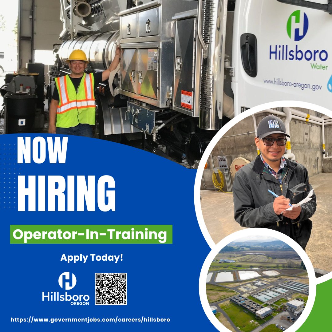 Join Our Water Team and Earn-While-You-Learn!
The Joint Water Commission Water Treatment Plant and Hillsboro Water Department are currently recruiting for an Operator-In-Training (OIT) position. 
'Water' you waiting for? Learn more and apply at governmentjobs.com/careers/hillsb…