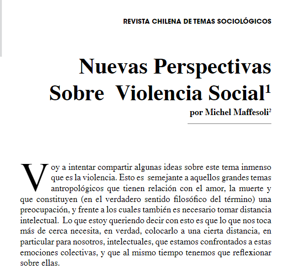 ¡Feliz viernes! 😎

Les invitamos a leer "Nuevas Perspectivas Sobre  Violencia Social", artículo de Michel Maffesoli.

¡Disfruten su lectura! 🙌

ediciones.ucsh.cl/index.php/TSUC…