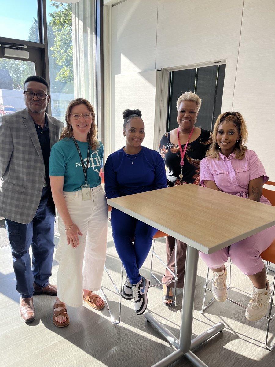 PCRI Staff and Kristin Brown (second from left) from PDX311. She gave a presentation to residents and staff at Beatrice Morrow to learn more about services through 311, 211 and 911. For more information please visit:
portland.gov/311