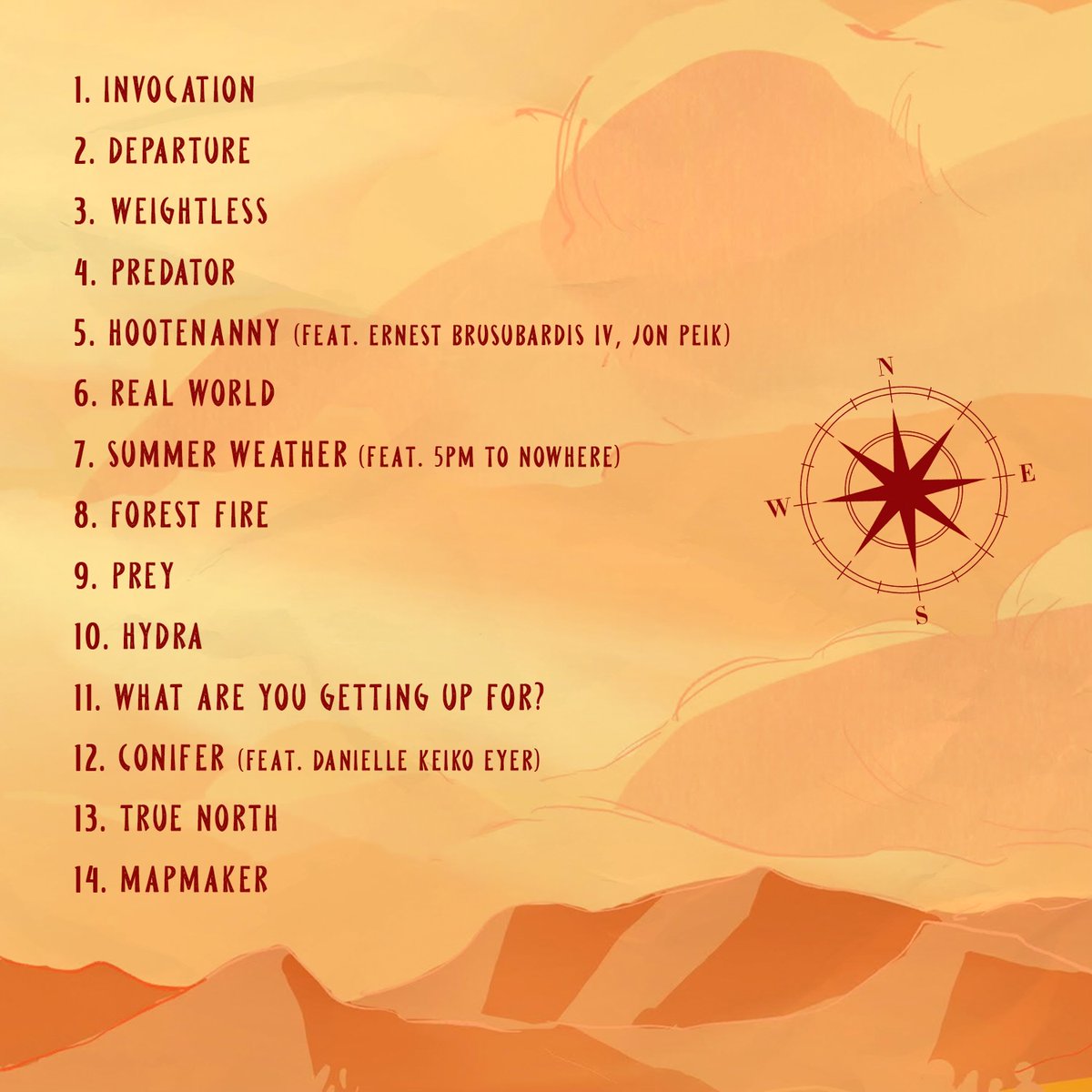 ohgeeeznotagain's tweet photo. Thrilled to share your official MAPMAKER tracklist and features!!! Thanks to Ernest Brusubardis, Jon Peik, @5pmtonowhere, and @DanielleKEyer for being guests on this journey, and a huge thanks to @nickcesarz for putting all this together with us.
See you soon!! 🗺️🌲🧡 https://t.co/xXGAVbGlHv