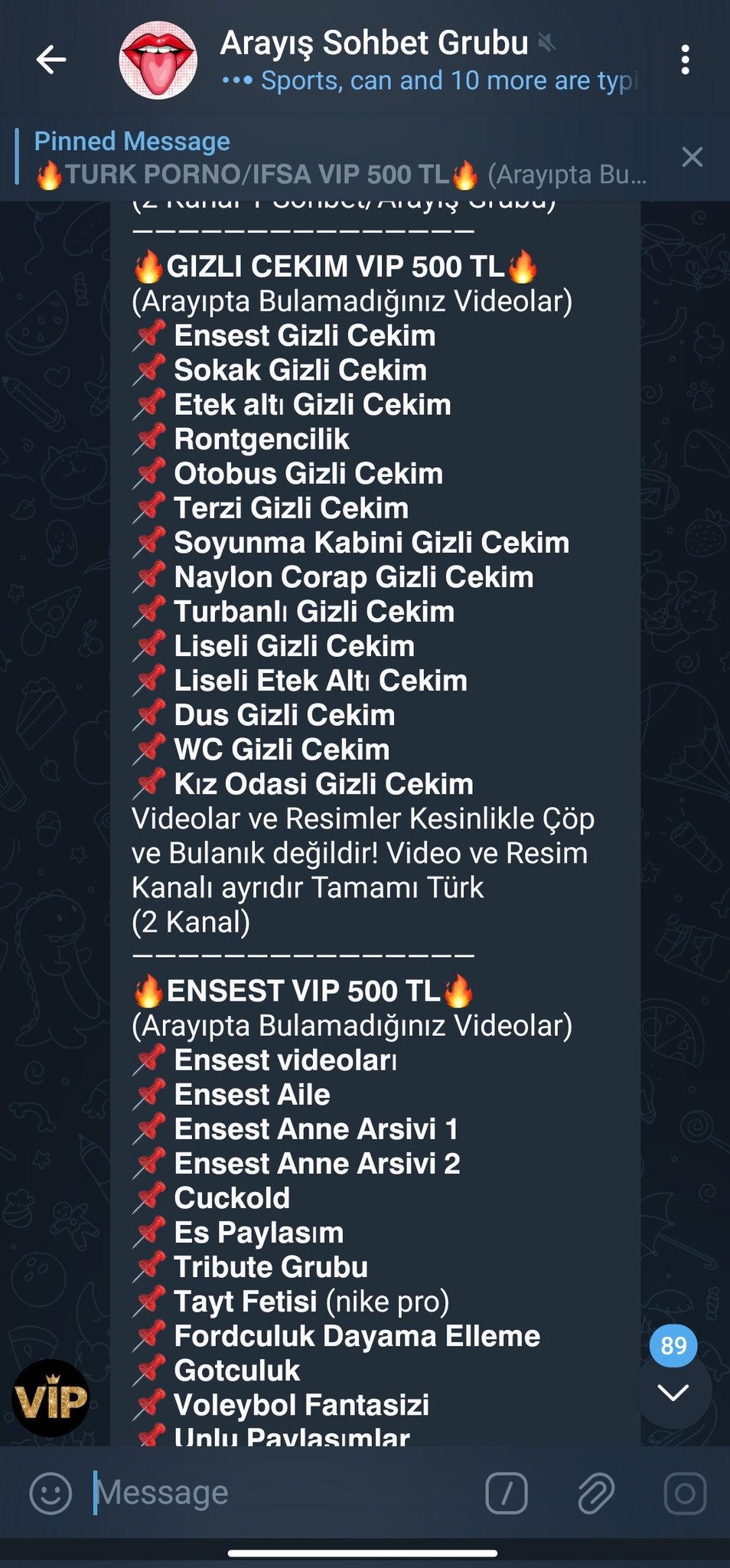Daily Türkist on X: 77.425 kişilik bu telegram grubunda çocuk pornosu  dahil görebileceğiniz en iğrenç videolar para karşılığı satılıyor.  Yetkililerin bu gruba derhal müdahale etmesini istiyoruz!  t.coTeLrnoEkGo  X