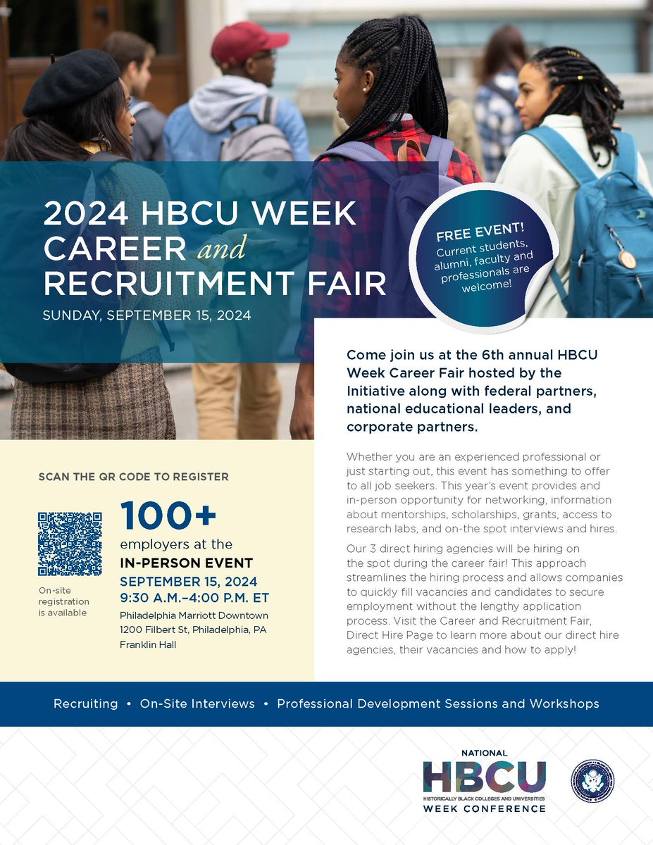 Registration for the 2024 HBCU Week Conference, Career &amp; Recruitment is now available! Our event will take place on Sunday, September 15, 2024, from 9:30AM-4:00PM in Philadelphia, PA at the Philadelphia Marriott Downtown!

Registration Link: cvent.me/lnnw22?RefId=G…