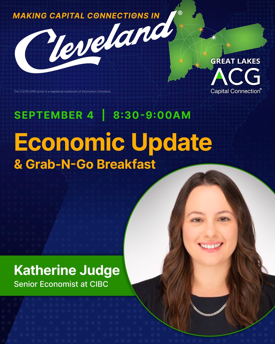 ACG_GLCC's tweet photo. 🎤 Exciting news for GLCC 2024 attendees! Katherine Judge, Senior Economist at CIBC, will be speaking during our Grab-N-Go Breakfast on Sep 4 at 8:30 am. Don’t miss her insights on economic trends! 

#GLCC2024 #ACG #KeynoteSpeaker #KatherineJudge #Economics https://t.co/MAmxH02D2g