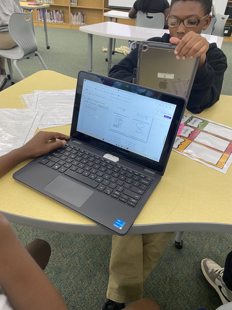 MrsHunt4books's tweet image. The library is the perfect place for teachers and students to collaborate!  Today’s collab was with fifth grade…@msonenote breakout on constructive and destructive forces.  #cobblms
