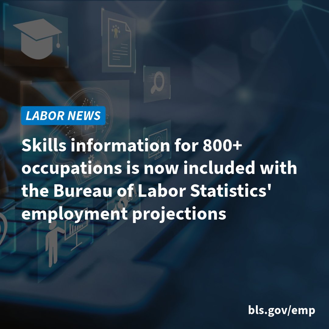 New: <a href="/BLS_gov/">BLS-Labor Statistics</a> is now making information available about the importance of skills for each of the occupations that are included in their annual Employment Projections. Learn more ⬇️
blog.dol.gov/2024/08/29/new…
