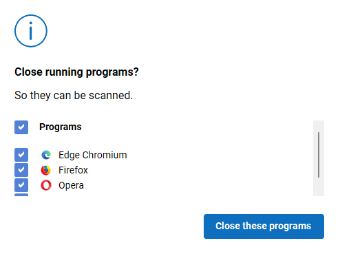 Wrighter's tweet image. Hey #CCleaner. You offer me to run a security test on my PC but you need to close all my browsers. I understand why but what if I choose not to do it right away for some reason? How to cancel this? 
You should offer the option "cancel" in your next version. Thanks!