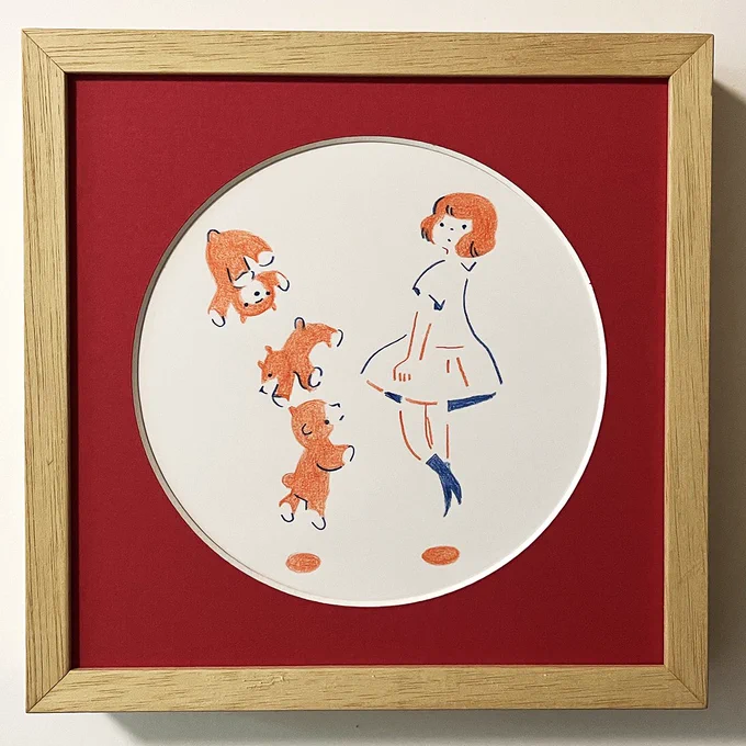 お休み 出展作品 『ころがるくまと』 額装:200mm×200mm×35mm  ーーー ryuku solo exhibition 『 ○ to ○ 』 日時〜9/2(月) ※ 金・土・日・月 11:00〜17:00 場所:watagumo舎 愛媛県上浮穴郡久万高原町下畑野川甲680  インスタDMより通販開始  ※online shopは会期後