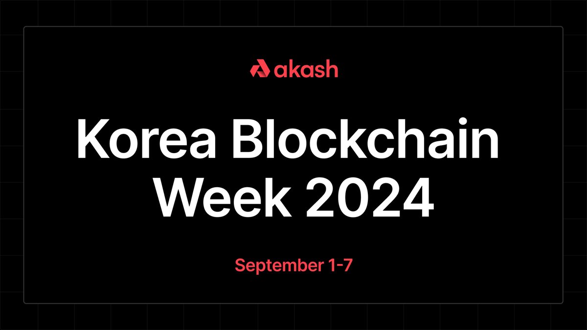 akashnet's tweet image. Akash is sponsoring Korea Blockchain Week 2024 in Seoul from September 1-7th.

Akash will have a booth in the main venue on September 3rd and 4th.

Connect with the core team and community in person, and check out the full event schedule below.

#KBW2024