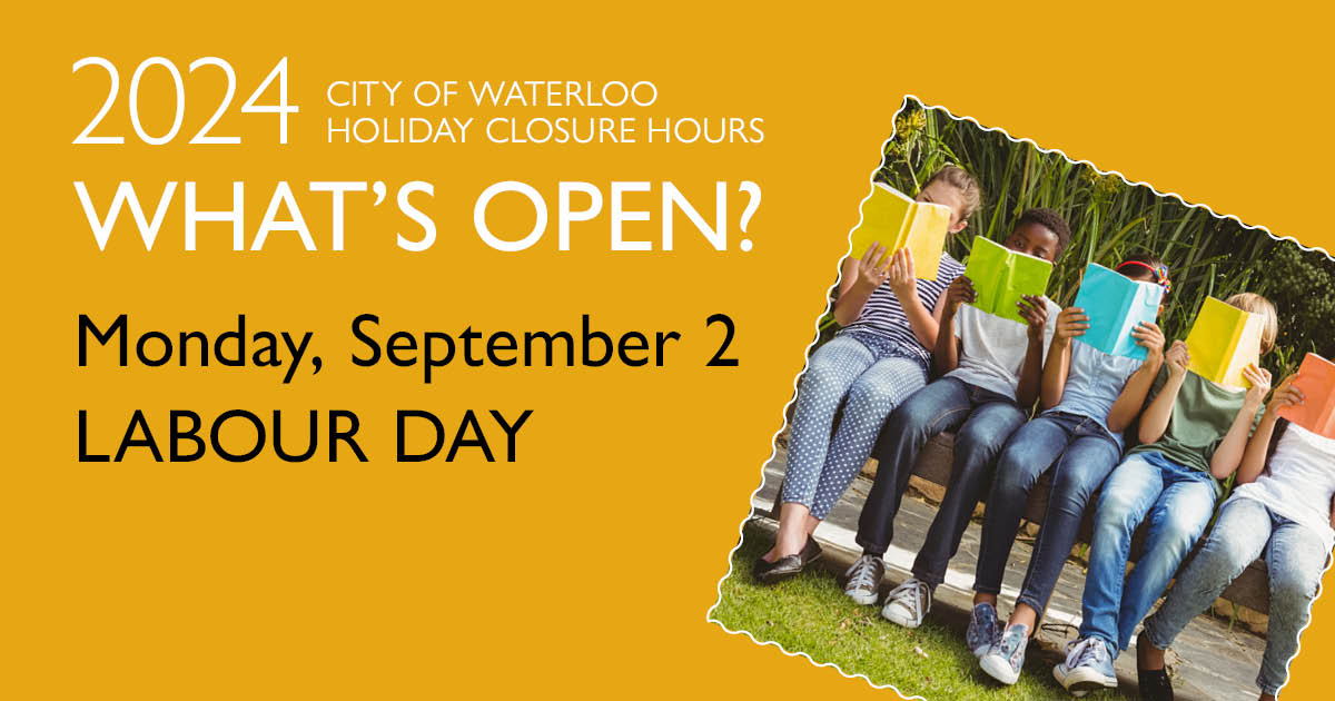 Most city facilities and services are closed this Monday Sept 2. Details here: waterloo.ca/en/things-to-d… 

The good news is, you can still get your swim on! Swimplex/Moses Springer pools will be open (weather permitting). Find schedule: waterloo.ca/swim 🏊‍♀️