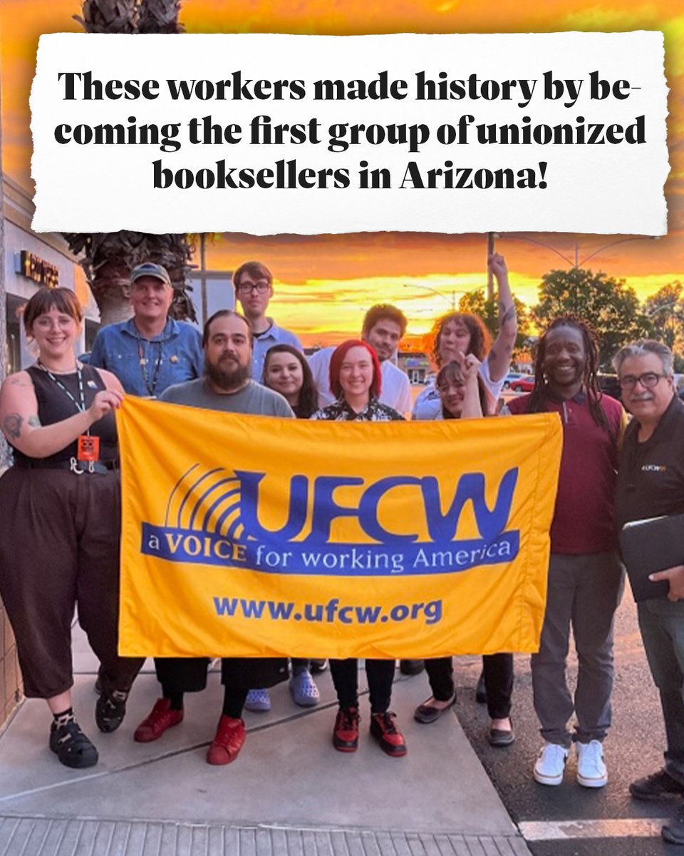 Another union victory for the books! 📚

CONGRATS to the crew at Bookman’s East in Tucson, AZ, who voted 32-13 in their union election this Tuesday with the support of <a href="/UFCW99/">UFCW Local 99</a> and became the first group of unionized booksellers in Arizona!!