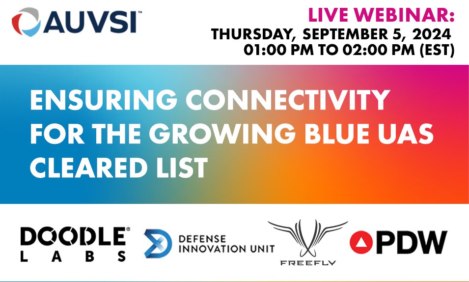 Doodle Labs (@doodlelabs) on Twitter photo Register now for next week's <a href="/AUVSI/">Association for Uncrewed Vehicle Systems Intl</a> webinar with <a href="/doodlelabs/">Doodle Labs</a>, @pdw_ai, <a href="/freeflysystems/">Freefly</a> and <a href="/DIU_x/">DefenseInnovationUnit</a>: hubs.la/Q02N5lDB0 Register now for next week's <a href="/AUVSI/">Association for Uncrewed Vehicle Systems Intl</a> webinar with <a href="/doodlelabs/">Doodle Labs</a>, @pdw_ai, <a href="/freeflysystems/">Freefly</a> and <a href="/DIU_x/">DefenseInnovationUnit</a>: hubs.la/Q02N5lDB0