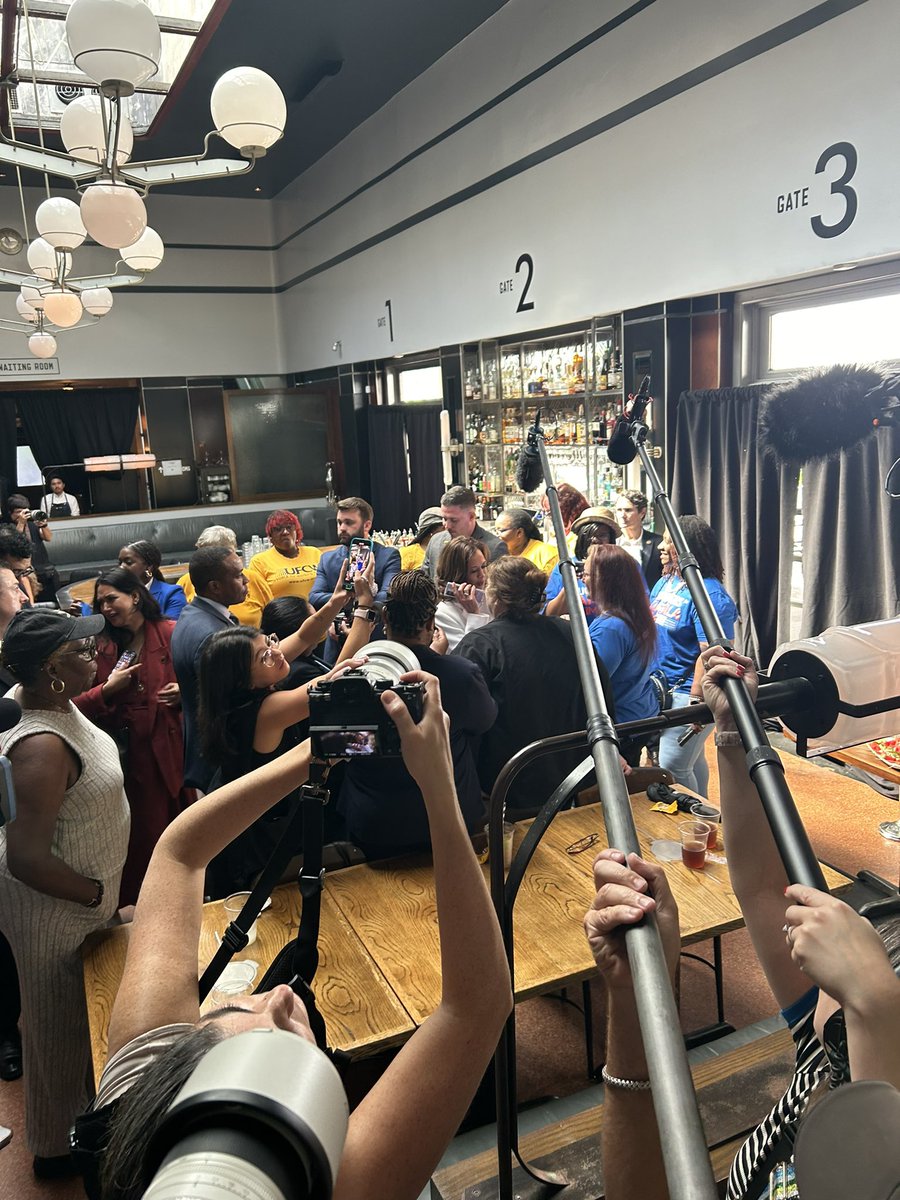 The third Harris stop of the day here in Savannah was to a volunteer and campaign appreciation event at The Grey, a restaurant in an old bus station here. 

(Harris, using what’s also a Biden tactic, spoke to the daughter of one volunteer by phone.)