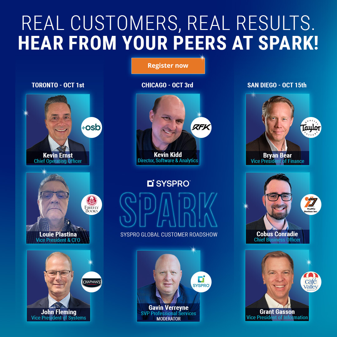 SYSPROAmericas's tweet image. 💡What strategies are top #manufacturers using to stay ahead? Join us at #SYSPROspark, our free in-person event, to hear from some of our most innovative customers as they share their digital transformation journeys. Learn more: hubs.ly/Q02N5GnW0

#SYSPROcustomers