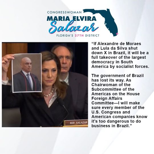 Respect the freedom of Brazilians, the U.S. Congress is watching. Today it's <a href="/elonmusk/">gorklon rust</a> and X, but go down this road and no speech is ever safe again.