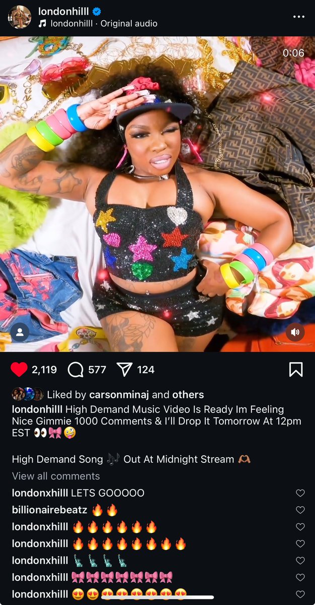 MitchelMaraj's tweet image. YALL WE CURRENTLY NEED ABOUT 400 MORE COMMENTS IN ORDER FOR THE PROJECT PRINCESS @Londonhilll TO RELEASE THE MUSIC VIDEO TO HER ANTICIPATED SINGLE #HighDemand TURN TF UP YALL TELL A FRIEND TO TELL A FRIEND #LondonHill #LondonHilll