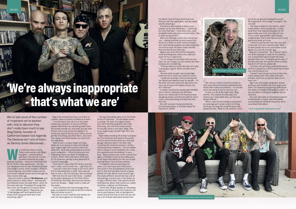 'You know you love <a href="/thedwarvesband/">The Dwarves</a> ...'
Had a great chat with Blag Dahlia from the last punk band following their recent UK dates.
Pick up a copy of Pulse Magazine or click to read below and then, if you've not already done so, go check out their magnificent Concept Album.