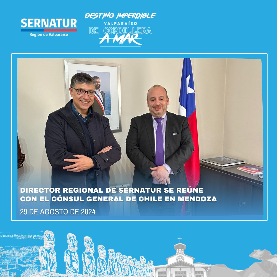 🇨🇱🤝🇦🇷 En el marco de la acción promocional que realiza la Región de #Valparaíso en #Mendoza, nuestro Director Regional de #Sernatur <a href="/marcelo_vidal/">marcelo vidal</a>  se reunió con el Cónsul General de #Chile en Mendoza, David Quiroga, acordando el apoyo a las acciones de promoción 👏👏👏