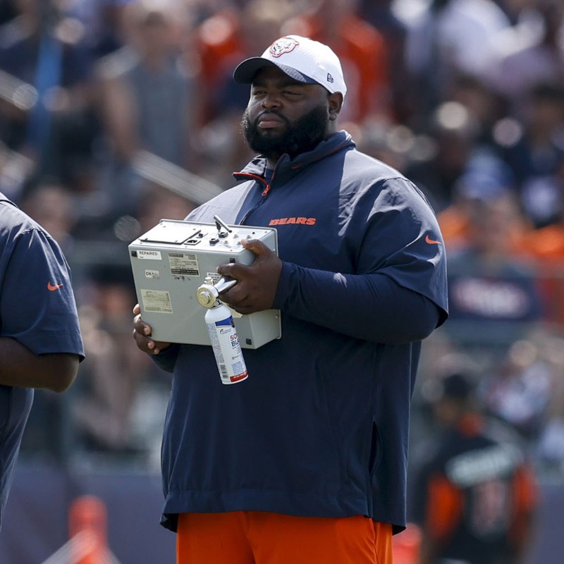 ChicagoBears's tweet photo. From preparing cleats &amp; helmets for practice to making a perfect game ball

Nothing our players do on the field would be possible without the extensive work of the equipment team